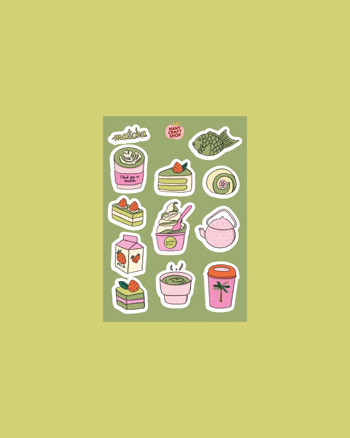 COMING SOON: Nany Craft Shop - Matcha A6 Sticker Sheet