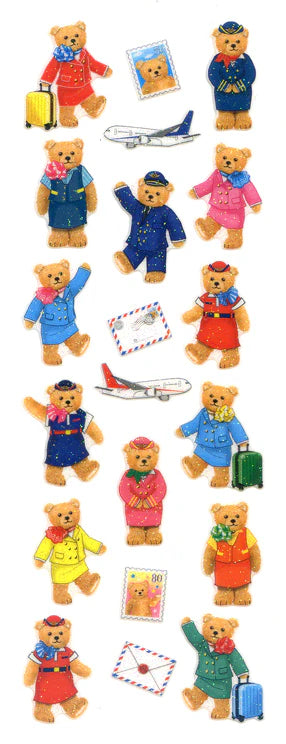 Sticker Fun Sparklies Airline Staff Teddy Bears