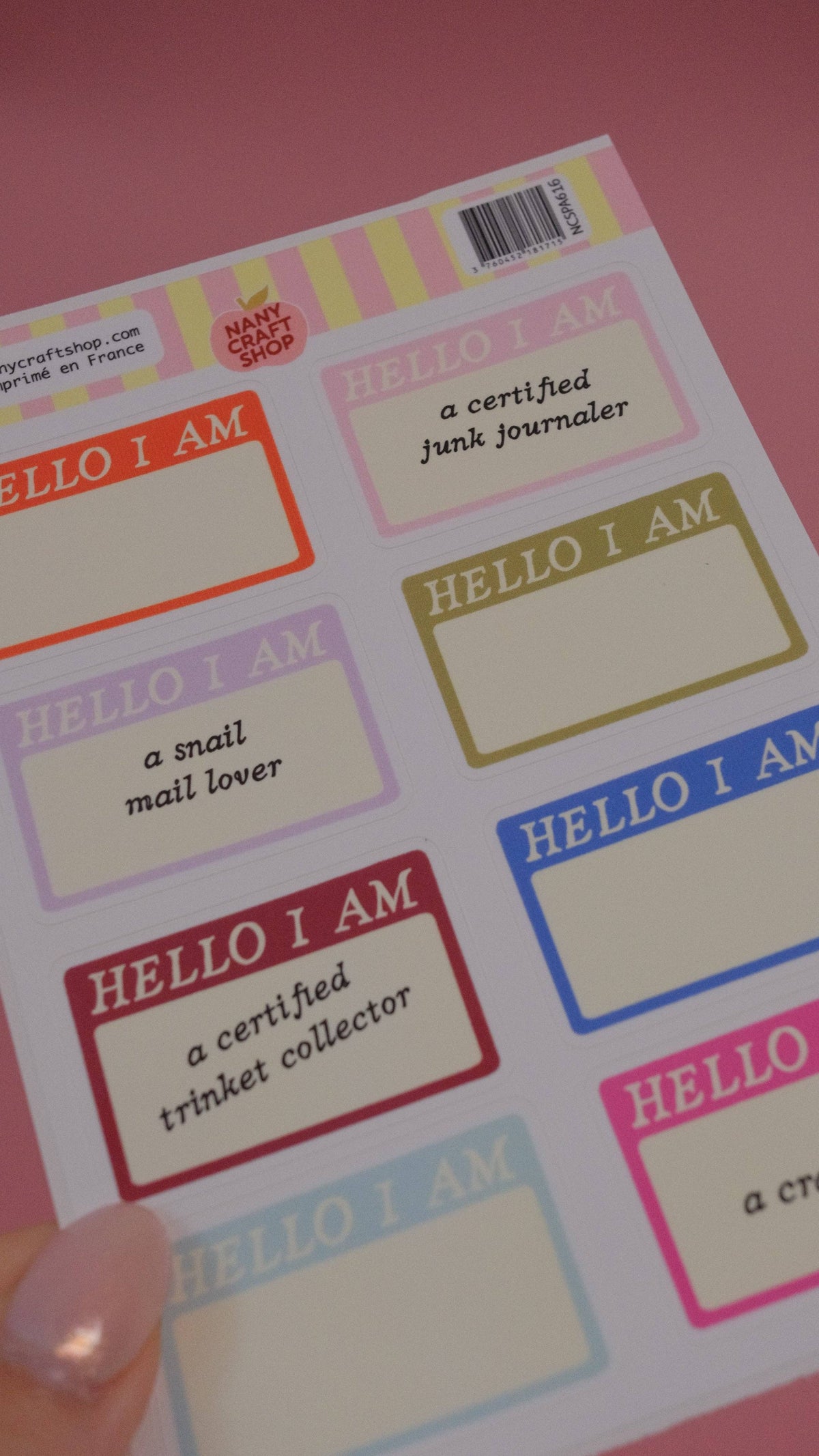 Coming Soon: Nany Craft Shop - Hello I Am A6 Sticker Sheet