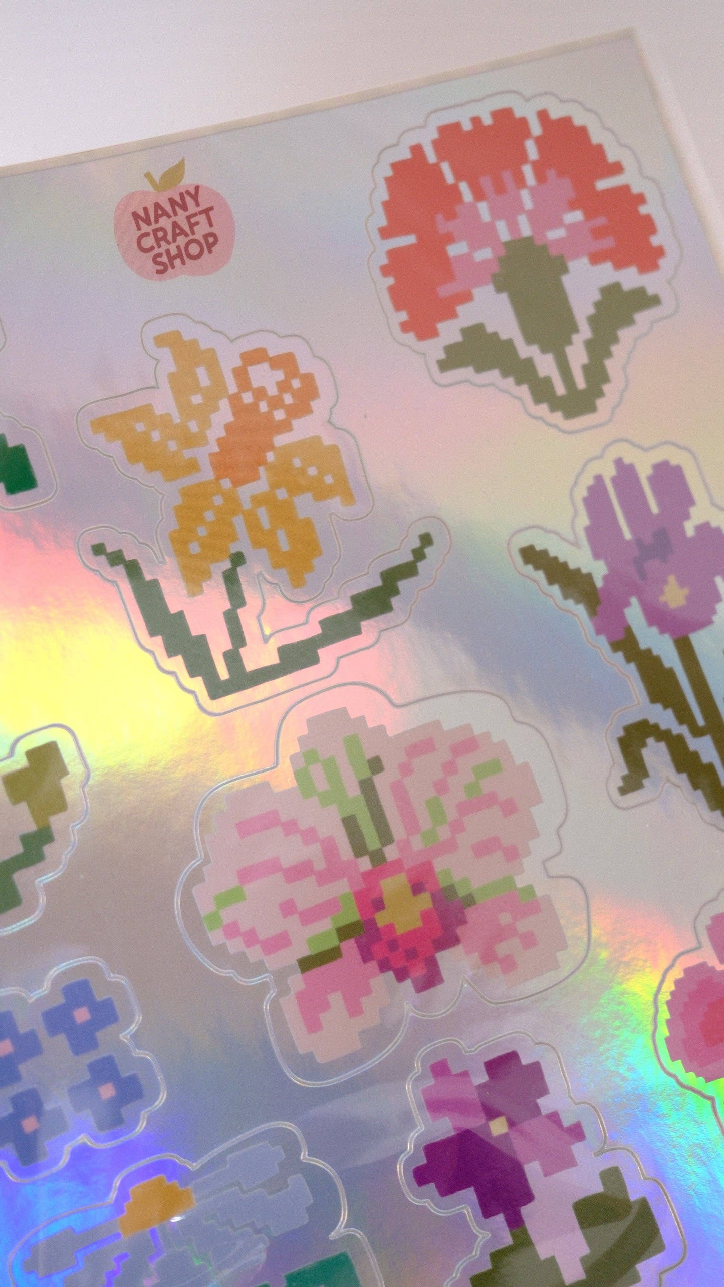 COMING SOON: Nany Craft Shop - A5 Sheet of Holographic Flower Stickers