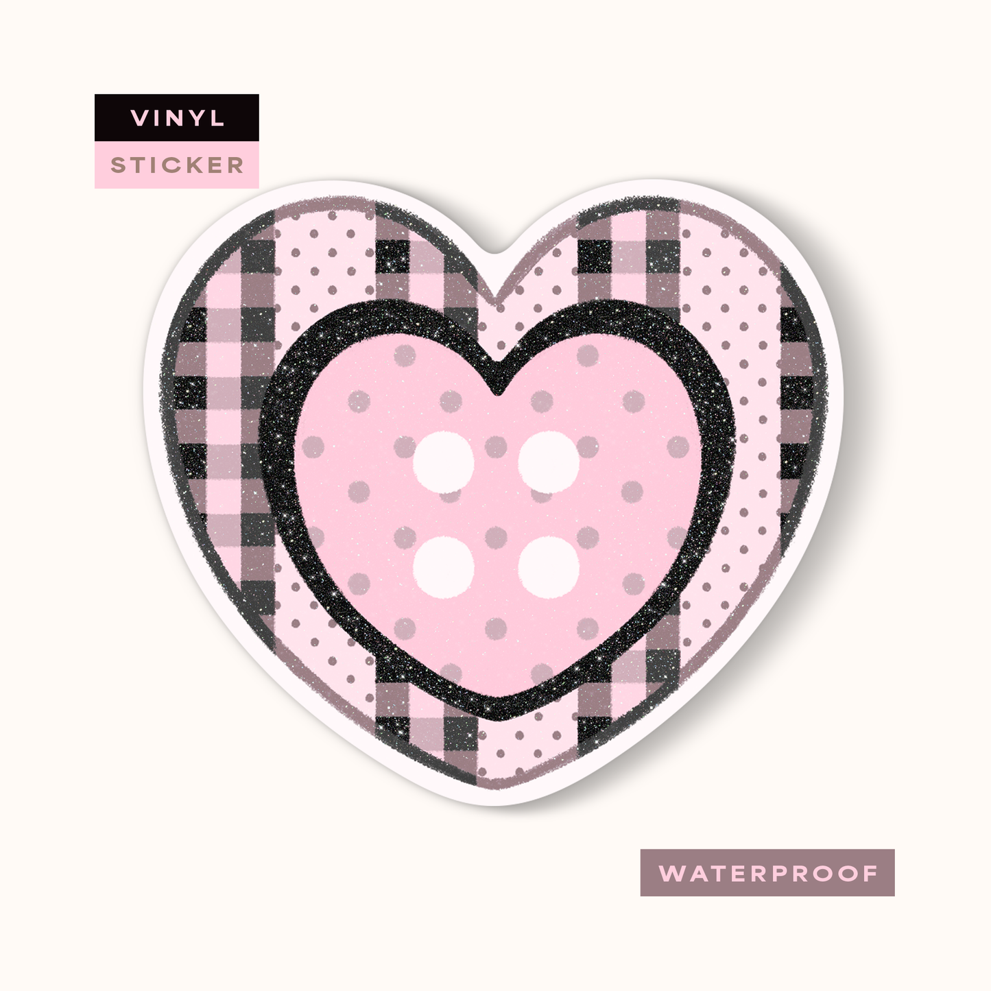 Coming Soon: Reverie Realm - Heart Button (Pink) | Vinyl Waterproof Sticker