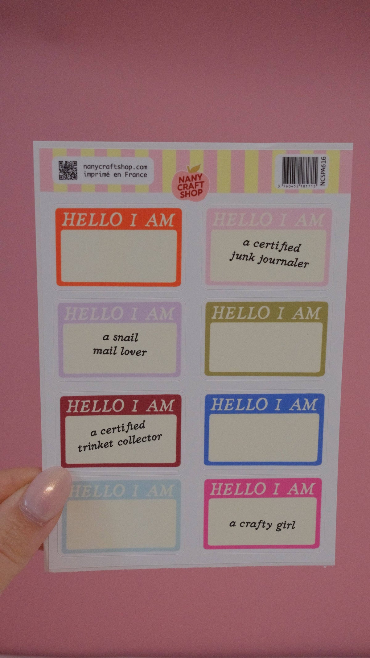 Coming Soon: Nany Craft Shop - Hello I Am A6 Sticker Sheet