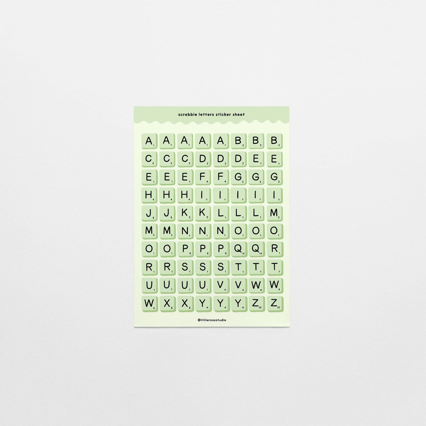 Tillie Rose Studio - Green Scrabble Letters Sticker Sheet