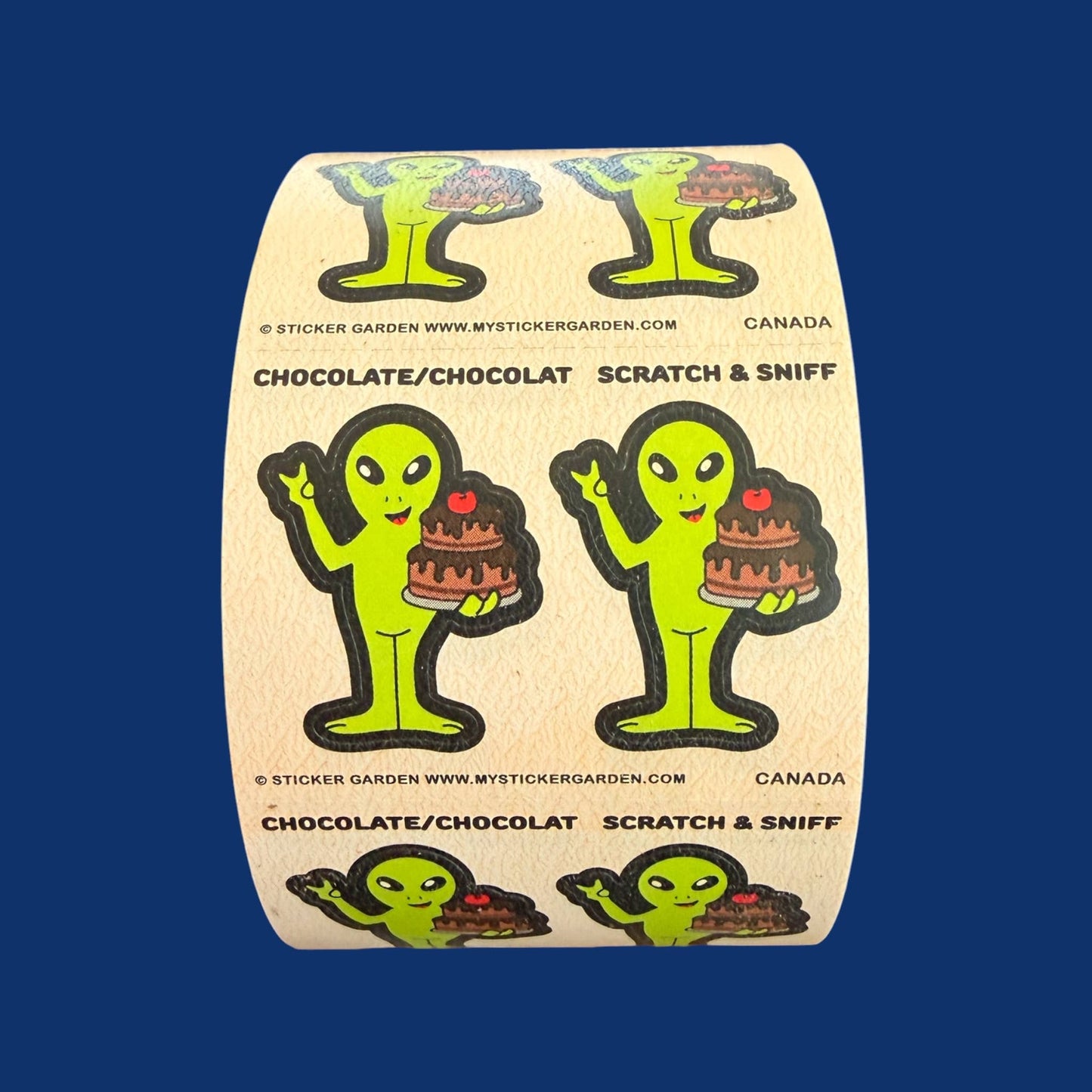 COMING SOON: Sticker Garden - Sticker off the Roll - Alien Chocolate Scratch and Sniff Stickers