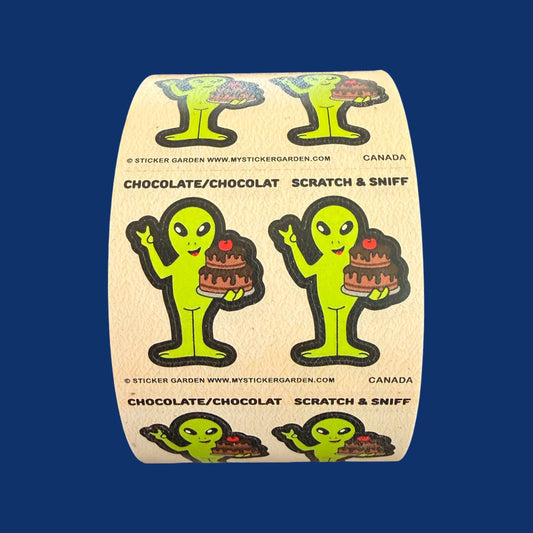 COMING SOON: Sticker Garden - Sticker off the Roll - Alien Chocolate Scratch and Sniff Stickers