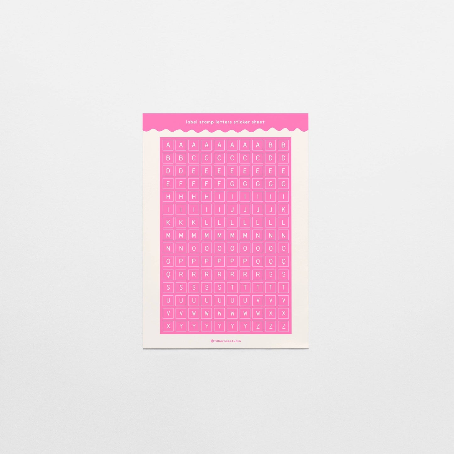 COMING SOON: Tillie Rose Studio - Pink Label Stamp Letter Sticker Sheet