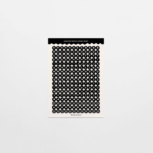 Tillie Rose Studio - Black Letter Bead Sticker Sheet