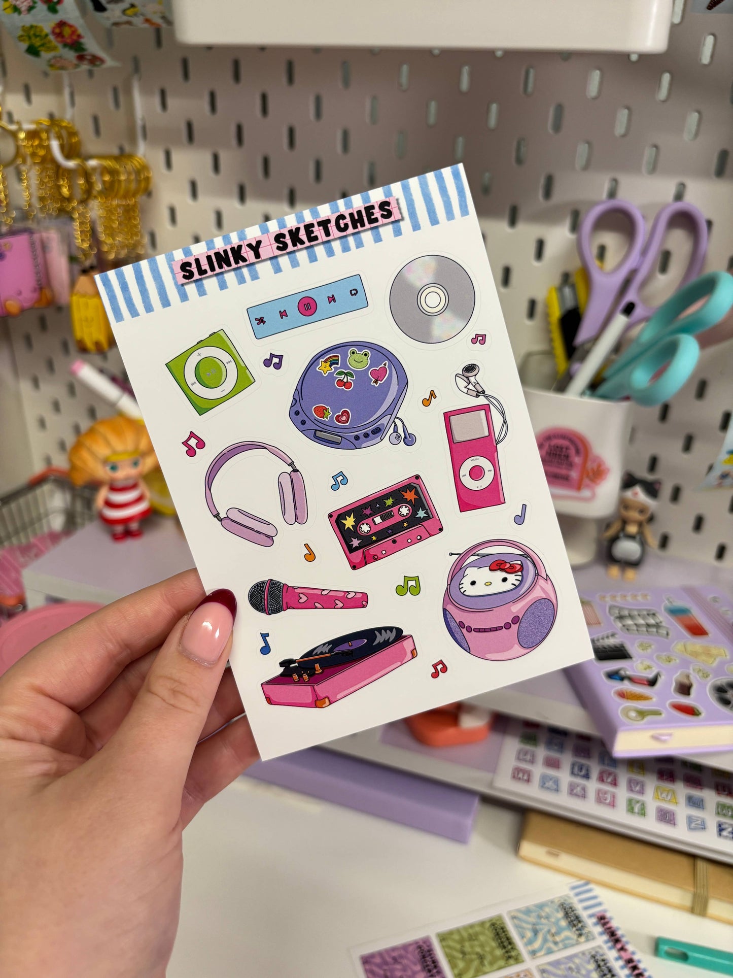 COMING SOON: Slinky Sketches - Music Lover A6 Matte Sticker Sheet