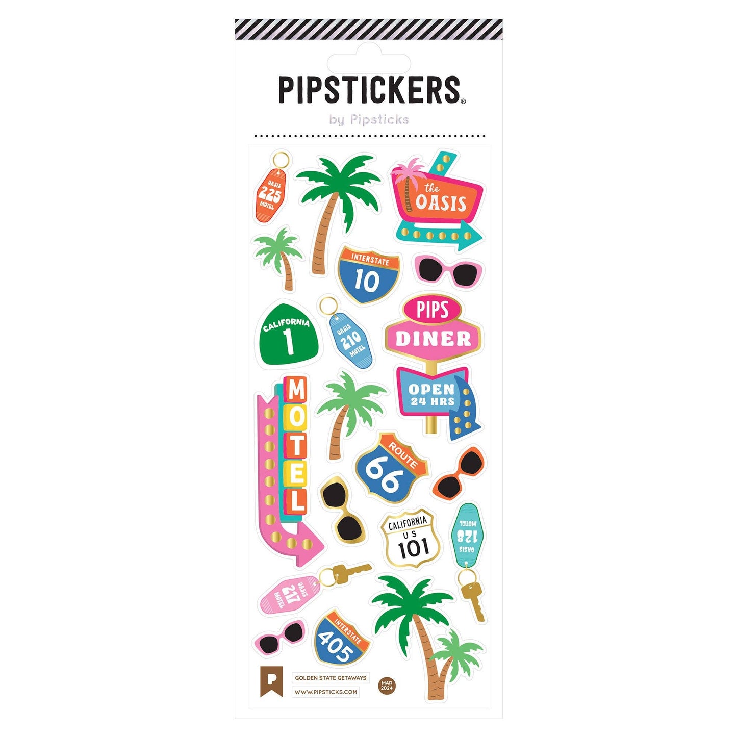 Pipsticks Golden State Getaways Sticker Sheet