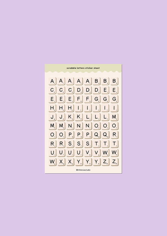 Scrabble Letters Sticker Sheet