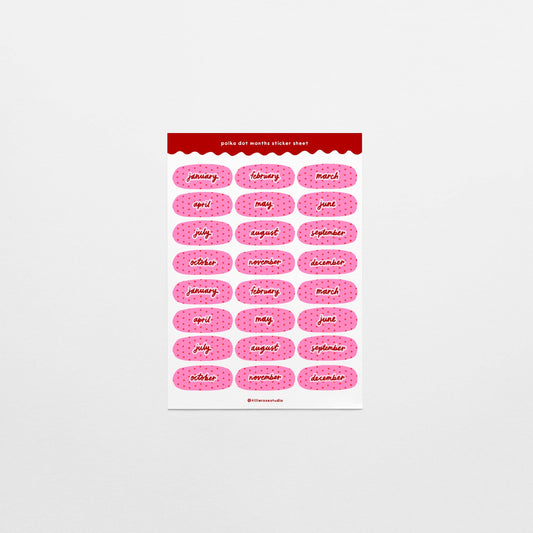 Tillie Rose Studio - Pink Polka Dot Months Sticker Sheet