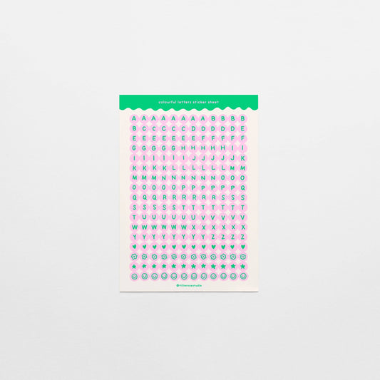 Tillie Rose Studio - Green and Pink Letter Bead Sticker Sheet