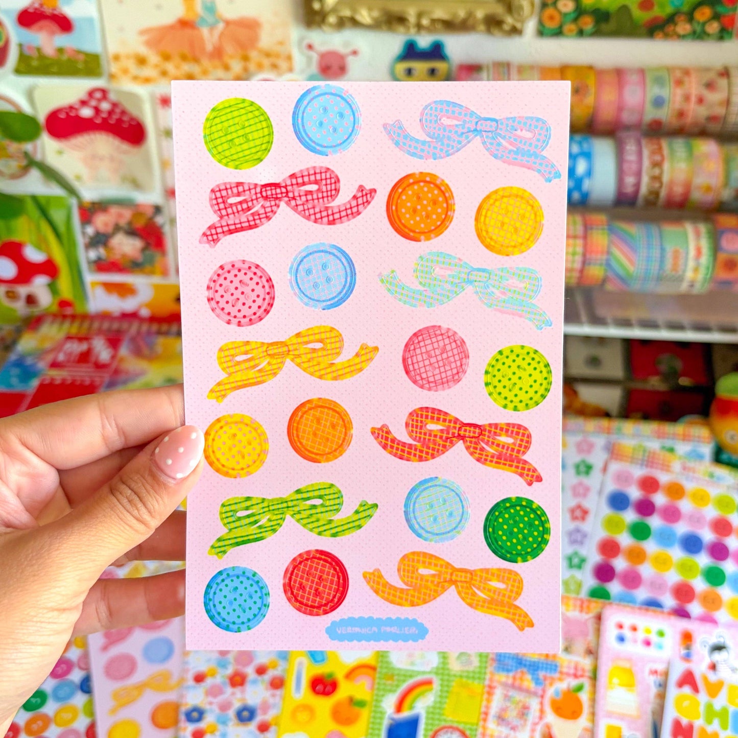 COMING SOON: Veronica Porlier Illustrations - Buttons and Bows Sticker Sheet
