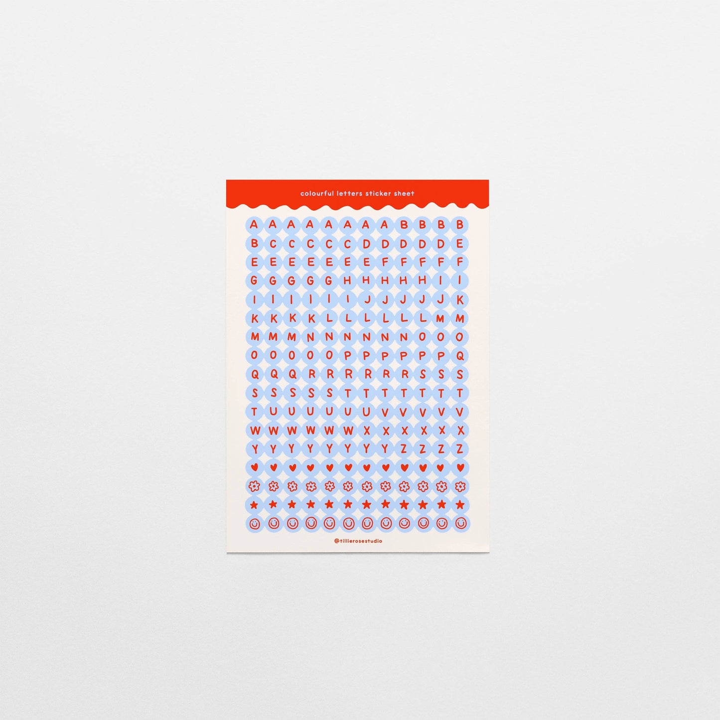 COMING SOON: Tillie Rose Studio - Red and Blue Letter Bead Sticker Sheet