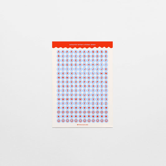Tillie Rose Studio - Red and Blue Letter Bead Sticker Sheet