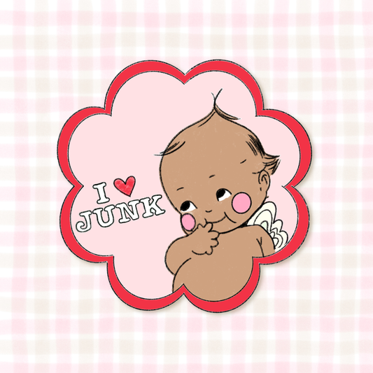 COMING SOON: Shyla's Journal - "i love junk" Kewpie Sticker