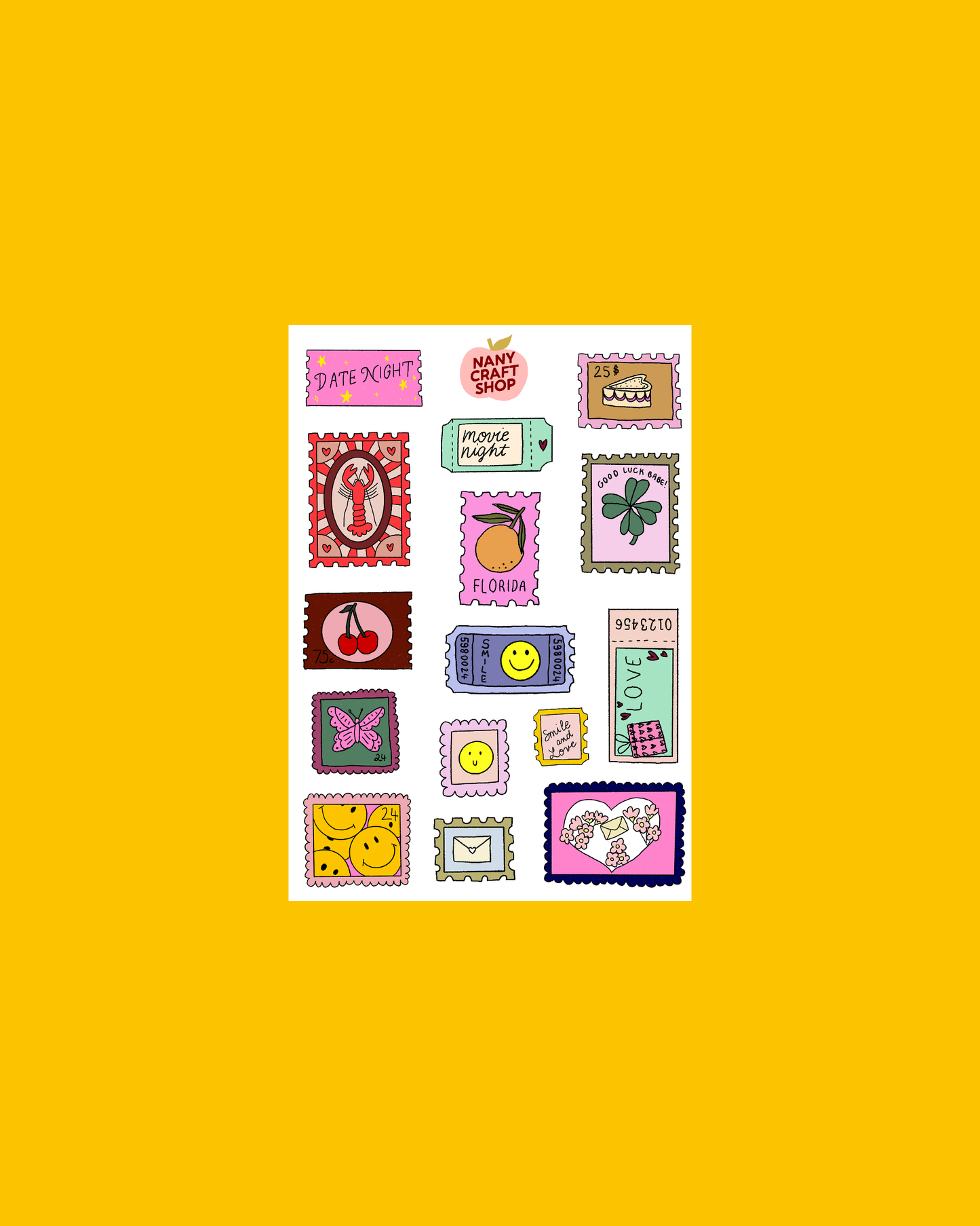 NanyCraftShop A6 Stamp Sticker Sheet