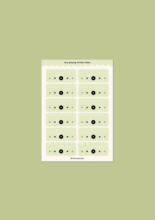 Green Now Playing Sticker Sheet