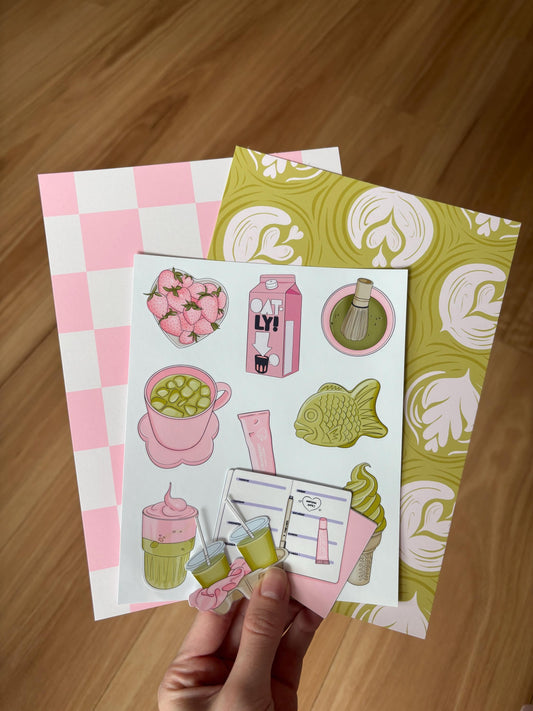 Monthly Journal Kit - Matcha Girl Sticker Pack
