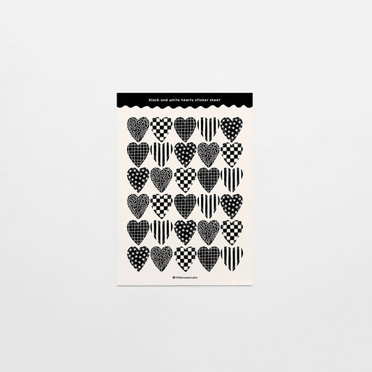 Tillie Rose Studio - Black and White Hearts Sticker Sheet