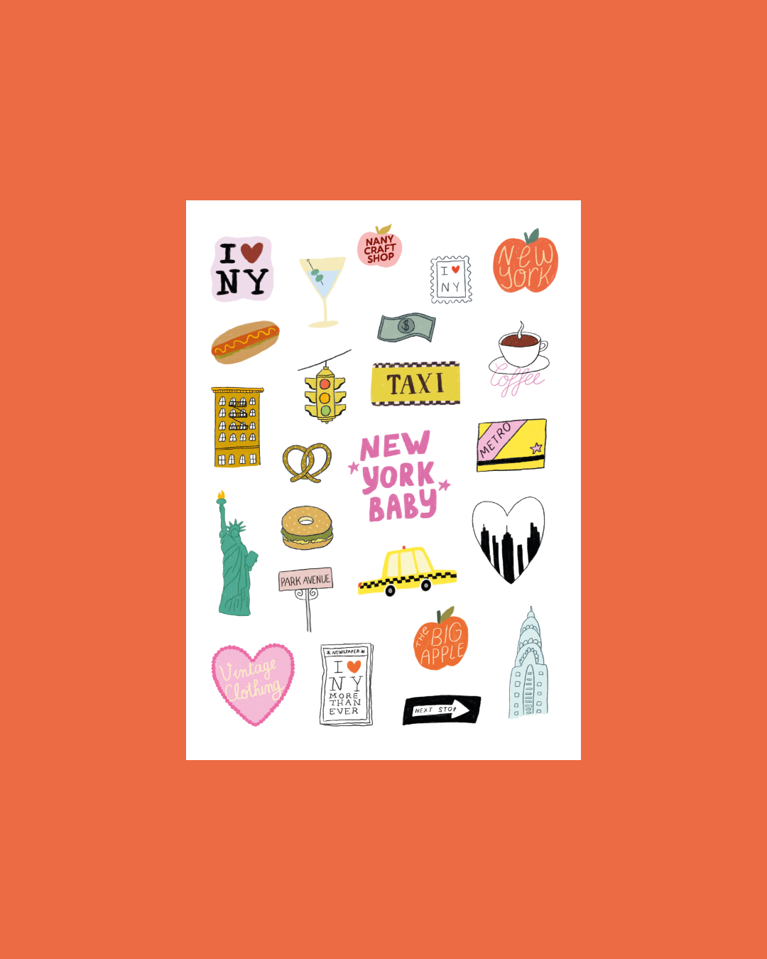 NanyCraftShop A5 New York City Sticker Sheet