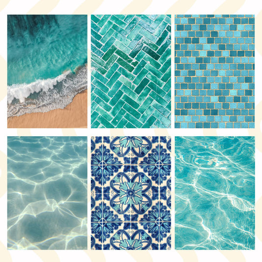 Turquoise Ocean Sticky Back Journal Paper Pack