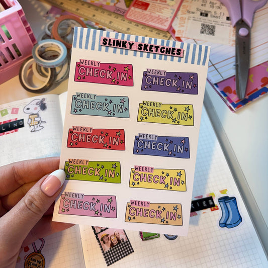 COMING SOON: Slinky Sketches - Heart Check In A6 Matte Sticker Sheet