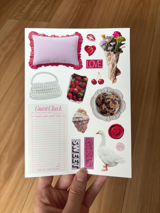 Pink Girly Sticker Sheet