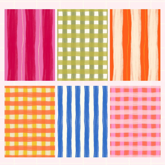 Bright Mixed Print Checkered and Striped Scrapbook Paper Pack