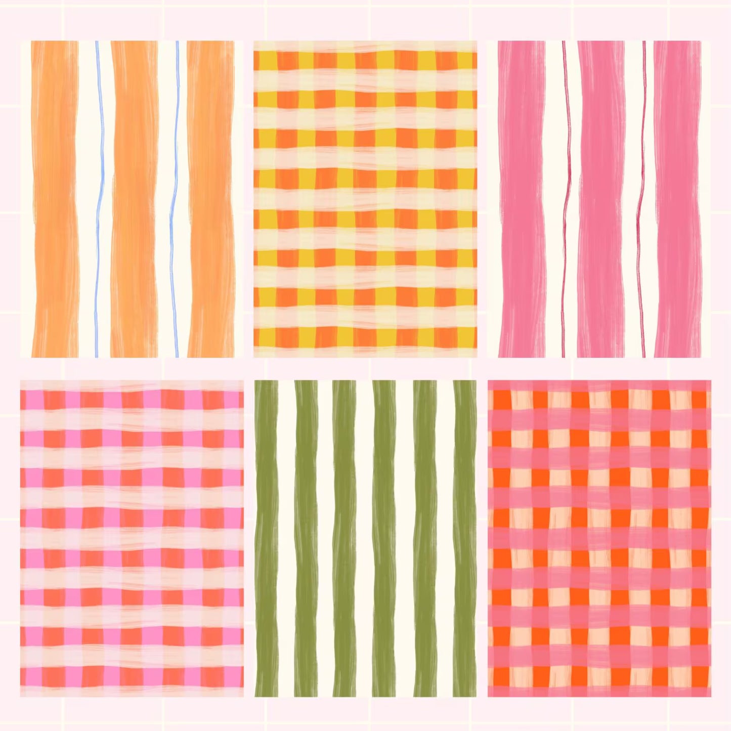 Bright Mixed Print Checkered and Striped Scrapbook Paper Pack