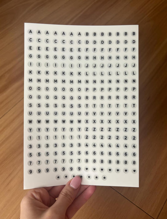 Tiny Bead Letter Sticker Sheet